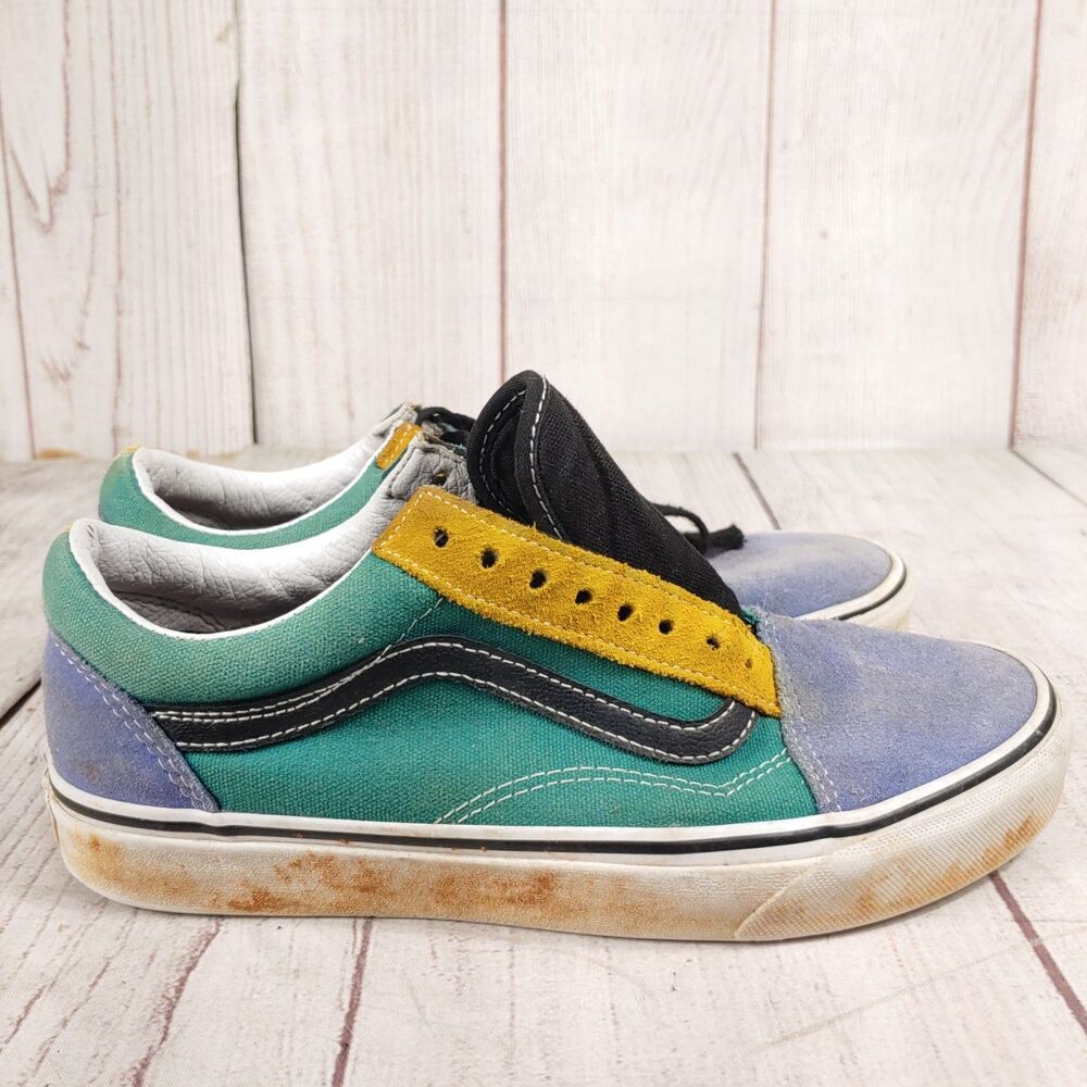 Vans Men 7 Women 8.5 - Classic Old Skool Shoes - Mix n Match Yellow Green Suede - Picture 9 of 14